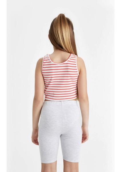 Kız Çocuk Bisiklet Yaka Çizgili Atlet Z7814A624SM