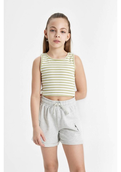 Kız Çocuk Bisiklet Yaka Çizgili Atlet