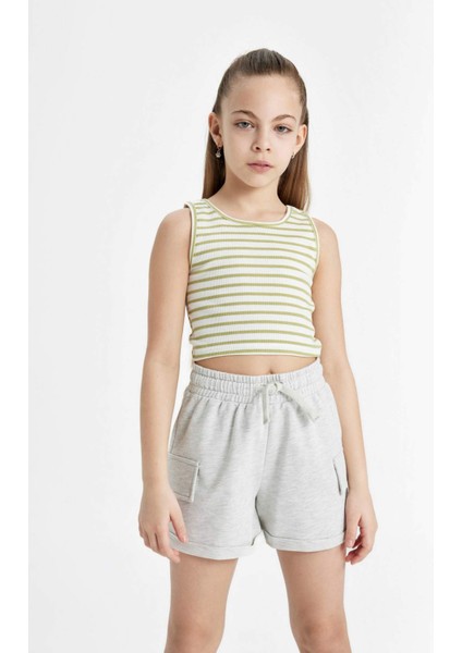 Kız Çocuk Bisiklet Yaka Çizgili Atlet