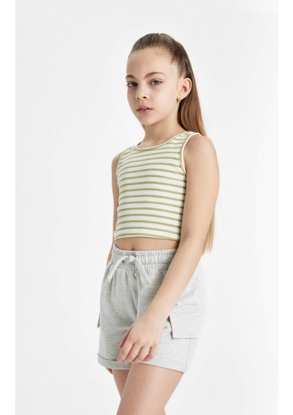 Kız Çocuk Bisiklet Yaka Çizgili Atlet