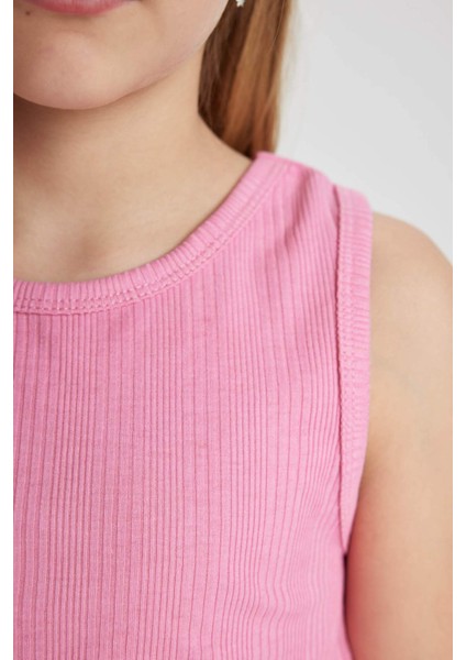 Kız Çocuk Bisiklet Yaka Basic Düz Atlet Z7815A624HS