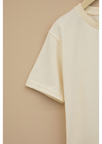 Krem Kaykay Baskılı Yazılı Erkek Çocuk Bisiklet Yaka Tişört 20914 fiyatları