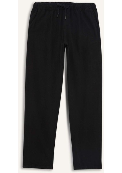 Yazlık Viskon Jogger Pantolon Regular Fit Normal Kesim Keten Karışımlı Düz Paça Cepli B4867AX24SP