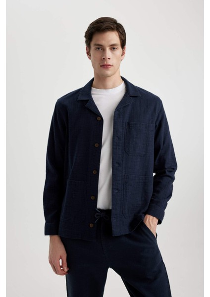 Regular Fit Apaş Yaka Pamuklu Gömlek Ceket B4608AX24SP