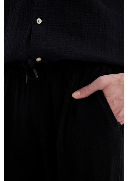 Yazlık Viskon Jogger Pantolon Regular Fit Normal Kesim Keten Karışımlı Düz Paça Cepli B4867AX24SP
