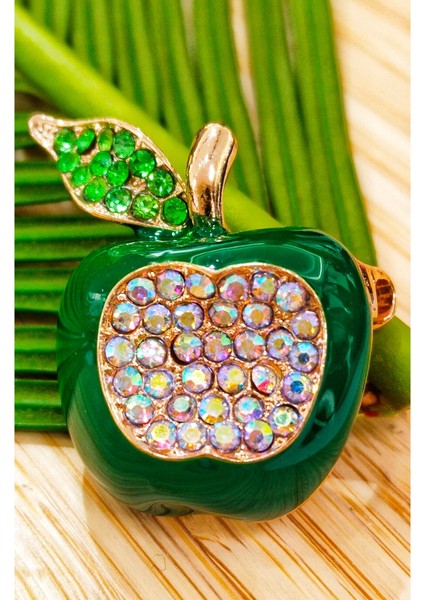 Yeşil Elma Figürlü Broş