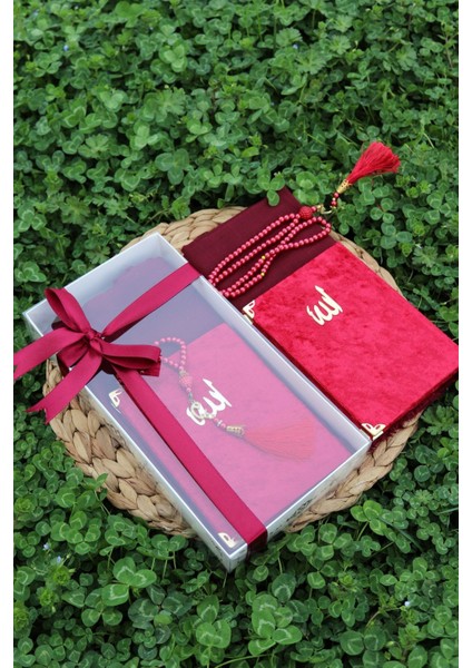 20 Adet Eşarplı Yasin Hediyelik Mevlid Seti Y201 Kırmızı