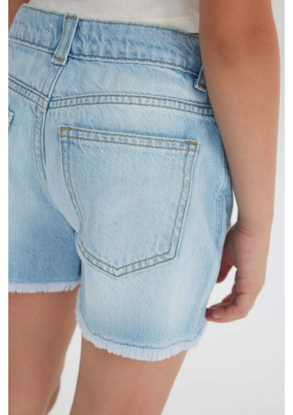 Kız Çocuk Yırtık Detaylı Jean Şort