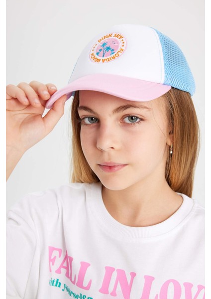 Kız Çocuk Nakışlı Gabardin Beyzbol Basketbol Şapkası B7584A824SM