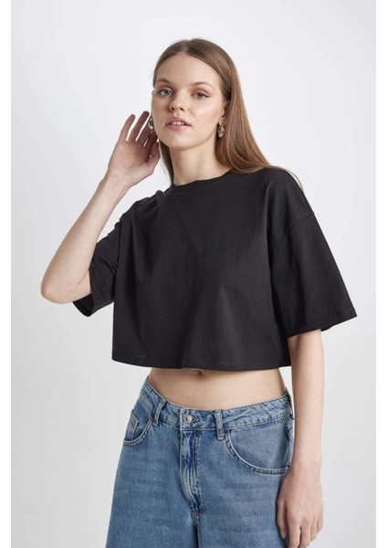 Coool Loose Fit Bisiklet Yaka Basic Düz Kısa Kollu Tişört X2381AZ24SM