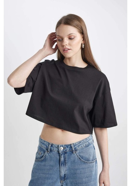 Coool Loose Fit Bisiklet Yaka Basic Düz Kısa Kollu Tişört X2381AZ24SM