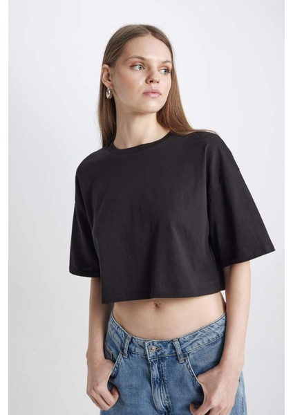 Coool Loose Fit Bisiklet Yaka Basic Düz Kısa Kollu Tişört X2381AZ24SM