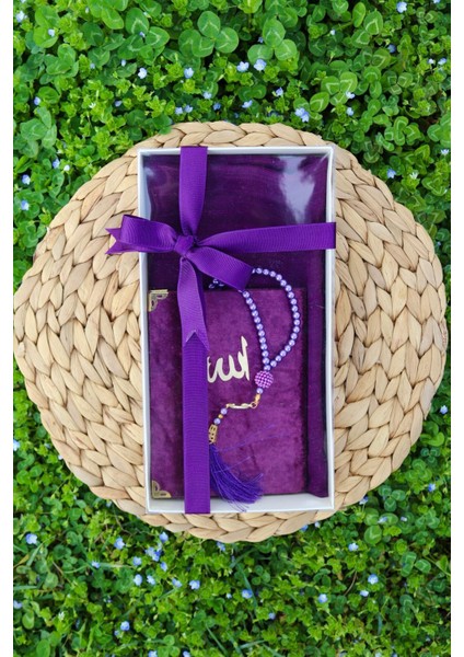 20 Adet Eşarplı Yasin Hediyelik Mevlid Seti Y201 Mor indirimleri