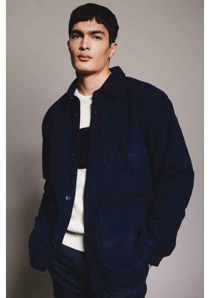 Regular Fit Düğmeli Cepli İçi Yumuşak Tüylü Kaşe Uzun Kollu Gömlek B6945AX23WN