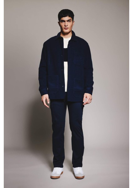 Regular Fit Düğmeli Cepli İçi Yumuşak Tüylü Kaşe Uzun Kollu Gömlek B6945AX23WN