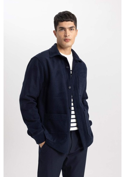 Regular Fit Düğmeli Cepli İçi Yumuşak Tüylü Kaşe Uzun Kollu Gömlek B6945AX23WN