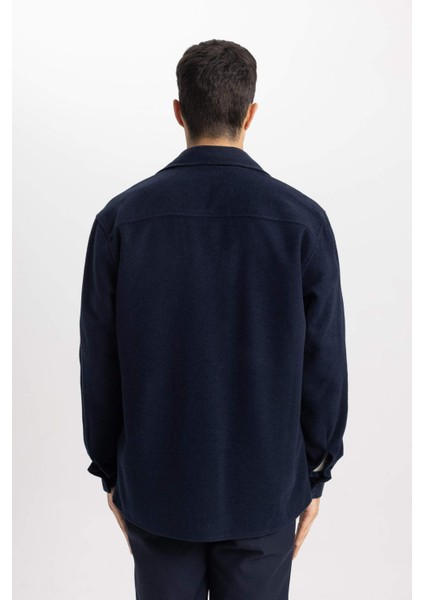 Regular Fit Düğmeli Cepli İçi Yumuşak Tüylü Kaşe Uzun Kollu Gömlek B6945AX23WN