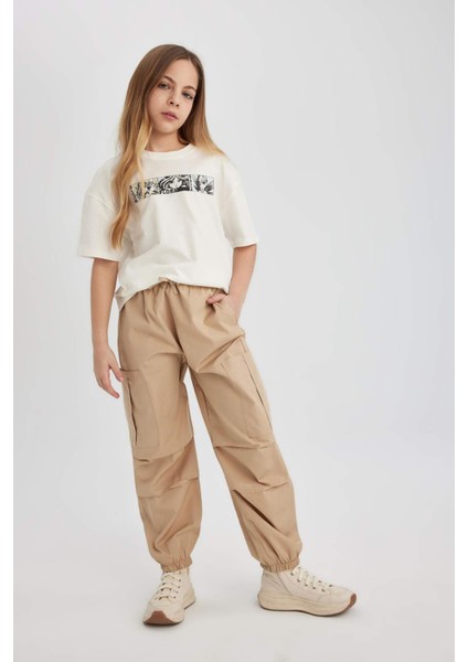 Kız Çocuk Paraşüt Kargo Pamuklu Pantolon