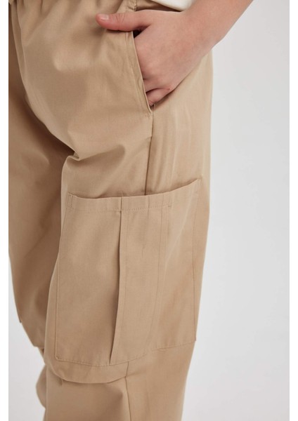 Kız Çocuk Paraşüt Kargo Pamuklu Pantolon