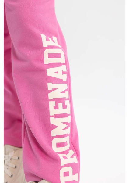 Kız Çocuk Baskılı Beli Bağcıklı Lastikli Paça Cepli Jogger Eşofman Altı