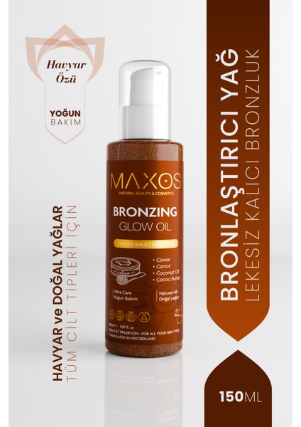 Havyar Özlü Yoğun Bronzlaştırıcı Yağ ile Lekesiz Kalıcı Bronzluk 150ML