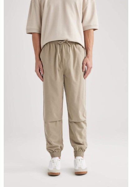 Jogger Gabardin Pantolon Regular Beli Bağcıklı Cepli Lastikli Paça B7493AX24SP