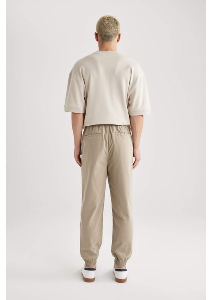 Jogger Gabardin Pantolon Regular Beli Bağcıklı Cepli Lastikli Paça B7493AX24SP