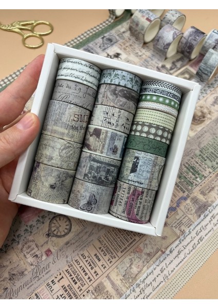 Vintage Retro Seyahat Temalı 20’li Washibant Set The Charlie Chronicle Fleeting Monologue Serisi (20*2m) Masking Tape/desenli Bant modelleri