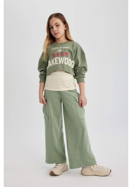 Kız Çocuk Wide Leg Geniş Bol Paça Kargo Eşofman Altı B6402A824SP