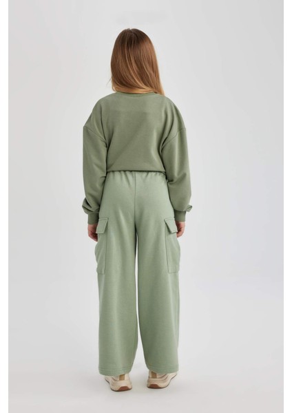 Kız Çocuk Wide Leg Geniş Bol Paça Kargo Eşofman Altı B6402A824SP