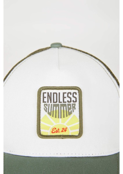 Erkek Çocuk Etiket Baskılı Gabardin Beyzbol Basketbol Şapkası B7907A824SM