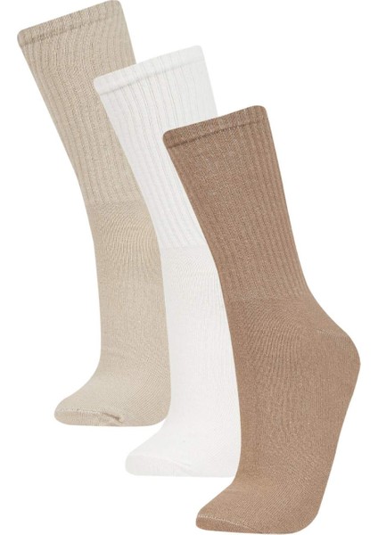 Erkek Rahat Lastikli 3'lü Pamuklu Uzun Çorap Z0806AZNS