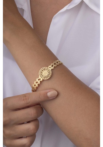 Reşat Altın Görünümlü Altın Kaplama Kadın Çelik Kelepçe Bileklik modelleri