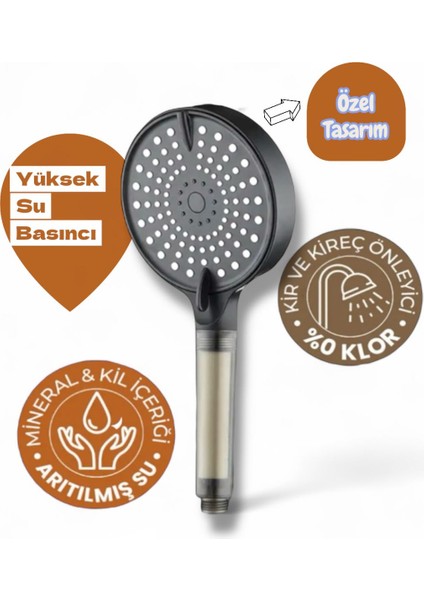 3 Adet Yedek Filtreli Su Tasarruflu Kireç Önleyici Özellikli Tayzikli Model Duş Başlığı fırsatları