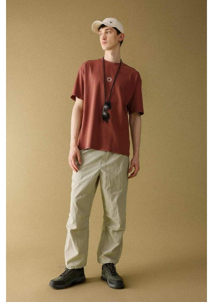 Yazlık Pantolon Relax Fit Rahat Kesim Kargo Cepli Lastikli Paça B5832AX24SP