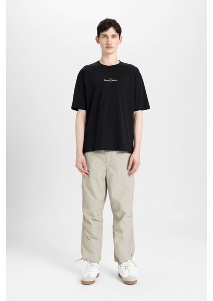 Yazlık Pantolon Relax Fit Rahat Kesim Kargo Cepli Lastikli Paça B5832AX24SP