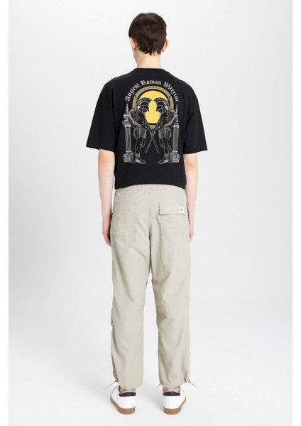 Yazlık Pantolon Relax Fit Rahat Kesim Kargo Cepli Lastikli Paça B5832AX24SP