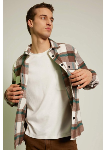 Relax Fit Kareli Pamuklu Uzun Kollu Gömlek Z0639AZ23AU