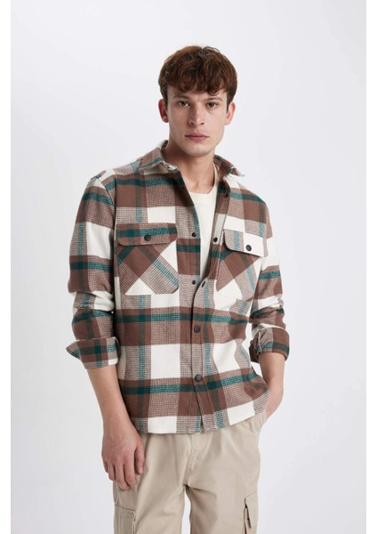 Relax Fit Kareli Pamuklu Uzun Kollu Gömlek Z0639AZ23AU