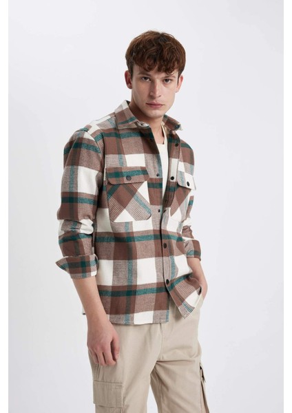 Relax Fit Kareli Pamuklu Uzun Kollu Gömlek Z0639AZ23AU