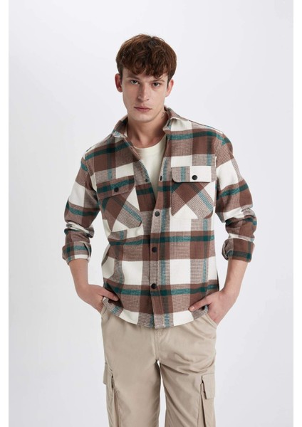 Relax Fit Kareli Pamuklu Uzun Kollu Gömlek Z0639AZ23AU