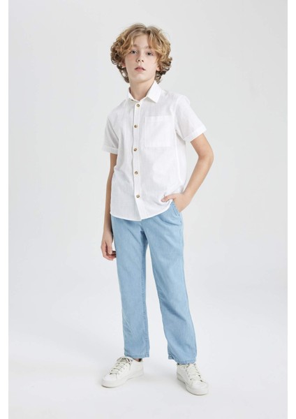 Erkek Çocuk Straight Fit Düz Paça Basic Düz Jean Pantolon B5740A824SM