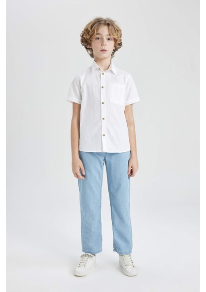 Erkek Çocuk Straight Fit Düz Paça Basic Düz Jean Pantolon B5740A824SM