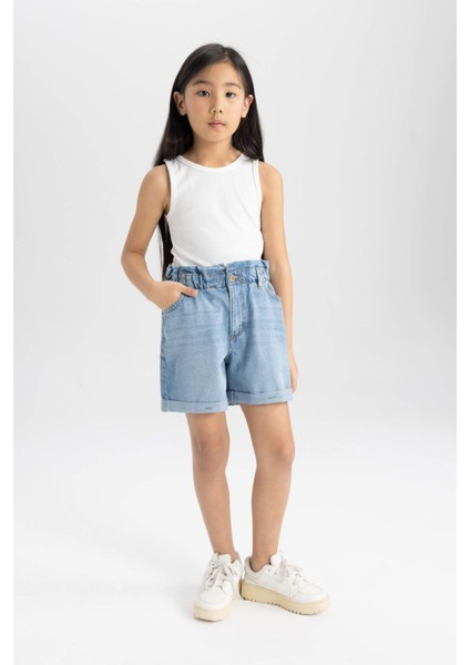 Kız Çocuk Paperbag Jean Şort