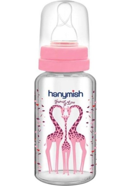 Şeffaf Cam Biberon 125 Ml, Şık Pembe Renk, Güvenle Kullanılır.