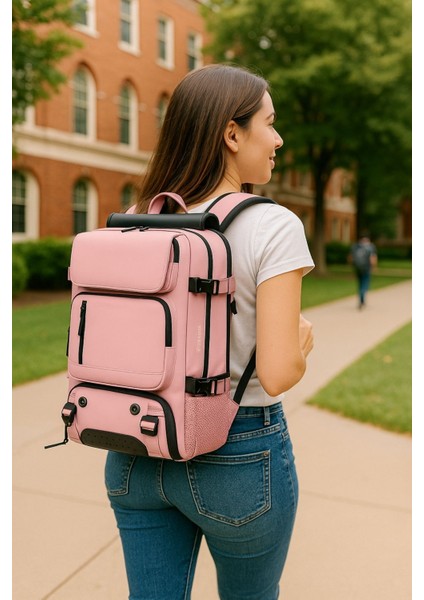 Çok Fonksiyonlu Su Geçirmez, Ayakkabı Bölmeli Spor, Seyahat Sırt Çantası Pembe