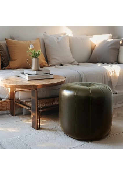 Yuvarlak Deri Puf – Modern Tasarım, Fonksiyonel ve Dekoratif Oturma Ünitesi modelleri