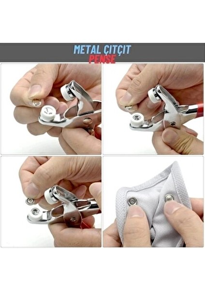 Metalik 9.5 mm Metal Çıt Çıt, El Pensesi, Set-Saklama Kutusu , Gömlek ve Bebe Çıtçıt Montaj Seti 2
