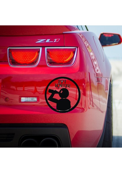 Iyi Içer Yazılı Oto Özel Yeni Sticker Siyah 20*20 cm