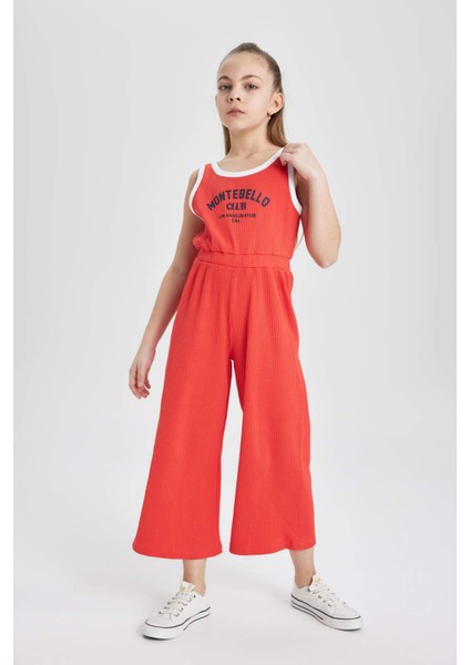 Kız Çocuk Baskılı Fitilli Kaşkorse Kolsuz Uzun Tulum B4878A824SM